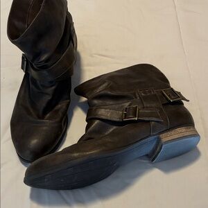 Diba Dark Brown Ankle Boots with Buckle Detail